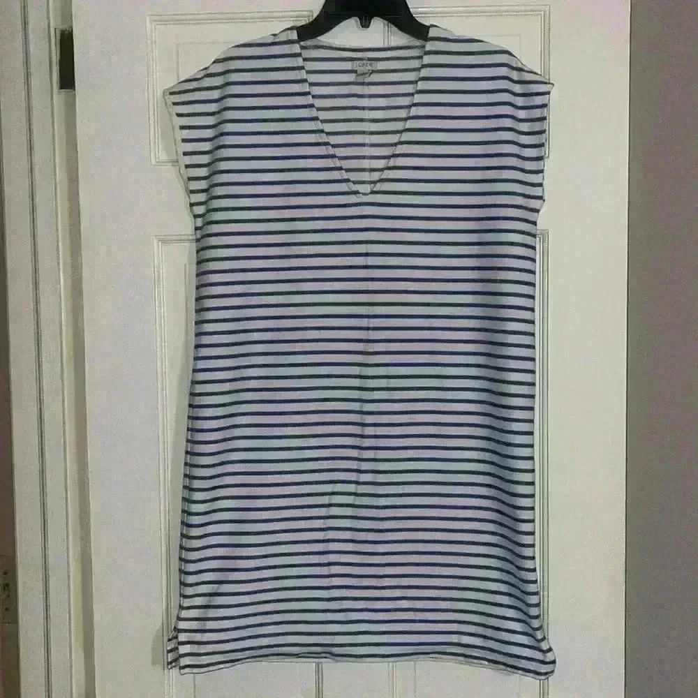 J. Crew navy and white shift dress Size Small